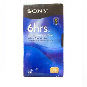 Sony VHS‎ T120VR 6 hrs premium grade blank video tapes NEW sealed 5 Pack